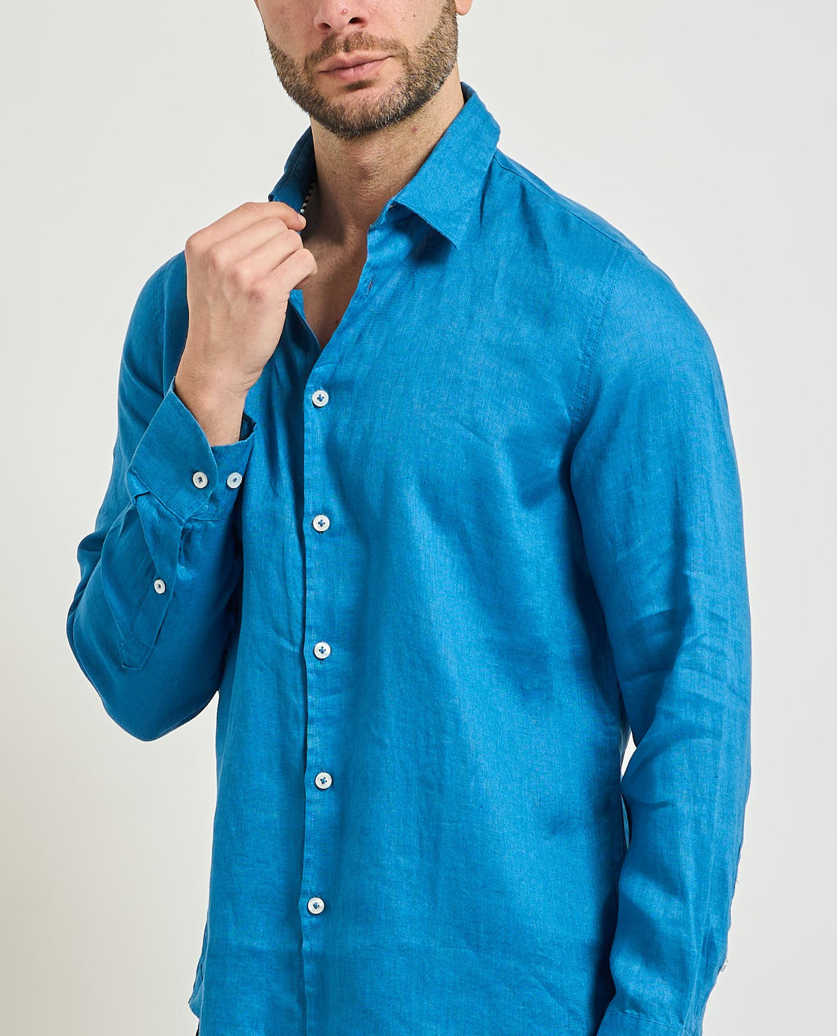 SSEINSE Ανδρικό Πουκάμισο Λινό Μπλέ Regular Fit SEINSE-CE1081SS OCEANO 1822596