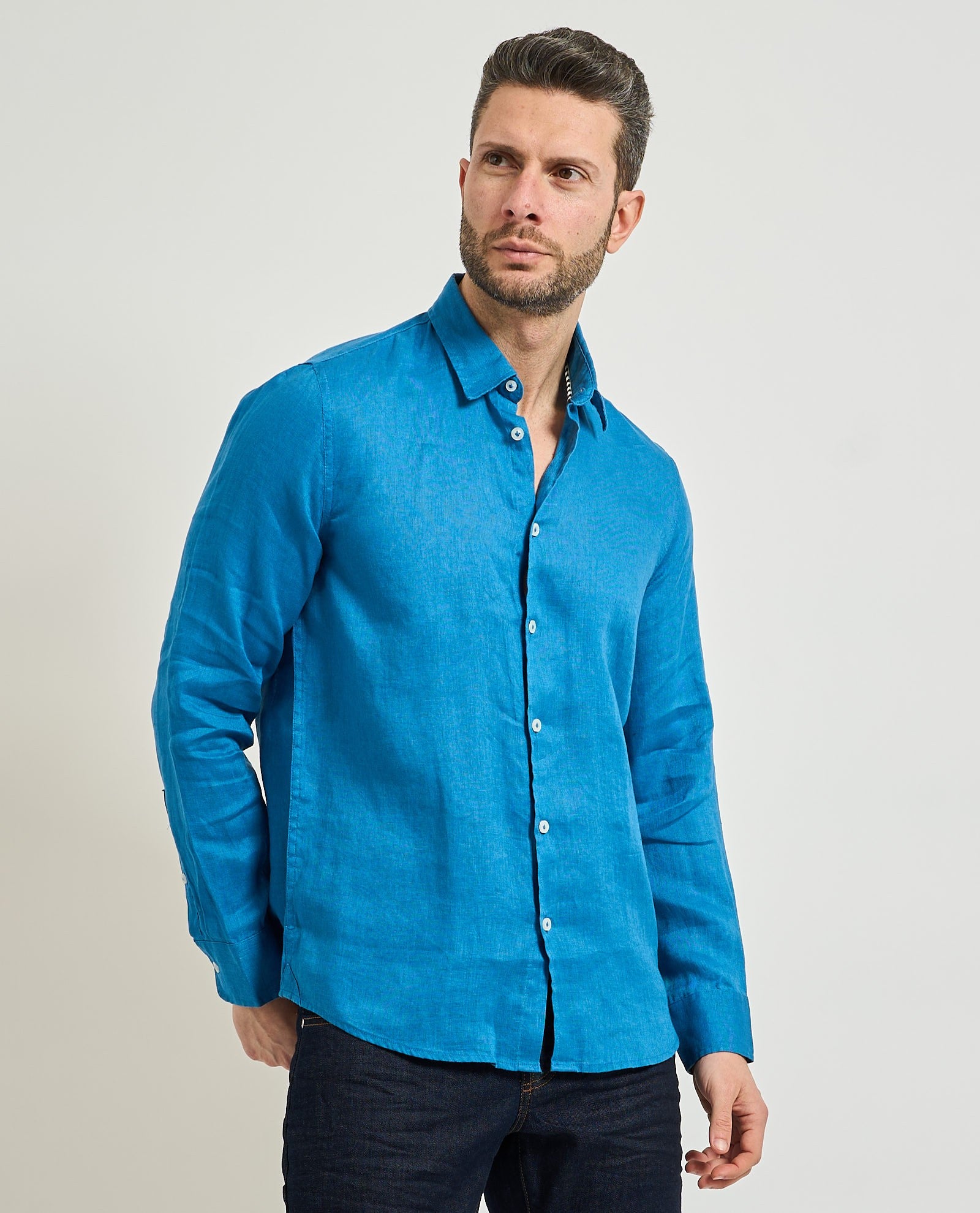 SSEINSE Ανδρικό Πουκάμισο Λινό Μπλέ Regular Fit SEINSE-CE1081SS OCEANO 1822596