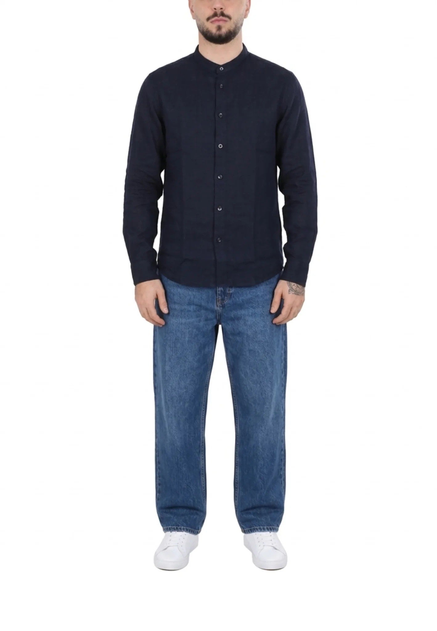 SSEINSE Ανδρικό Πουκάμισο Λινό Μπλέ Regular Fit SEINSE-CE1082SS BLUE NAVY 1822597