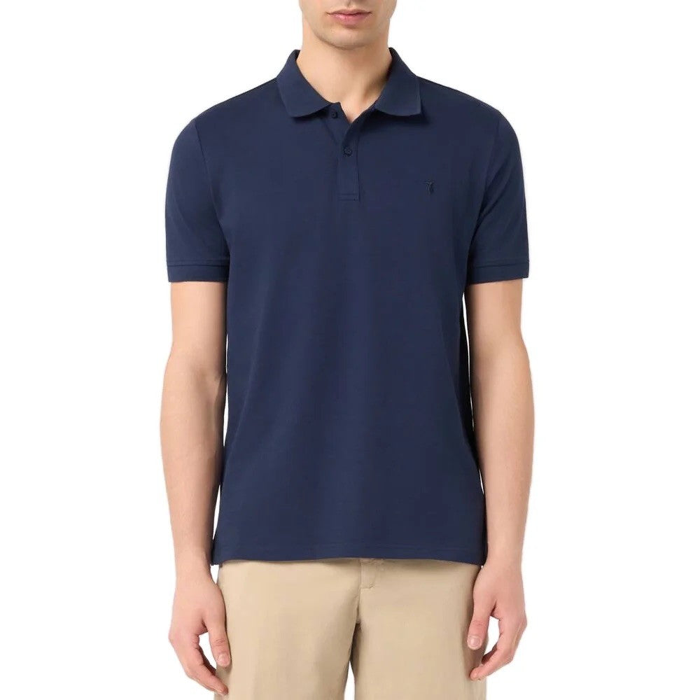 TRUSSARDI Ανδρικό T-Shirt Polo Βαμβάκι/Ελαστάνη Μπλέ Regular Fit MTP01J90/034-INK BLUE/U285 BLUE BARI 1824484