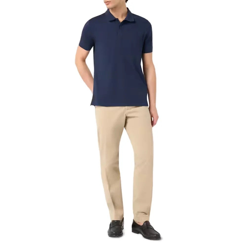 TRUSSARDI Ανδρικό T-Shirt Polo Βαμβάκι/Ελαστάνη Μπλέ Regular Fit MTP01J90/034-INK BLUE/U285 BLUE BARI 1824484