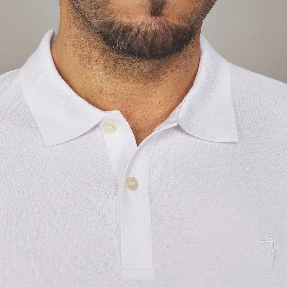 TRUSSARDI Ανδρικό T-Shirt Polo Βαμβάκι/Ελαστάνη Λευκό Regular Fit MTP01J90/001-OPTICAL WHIT 1824484