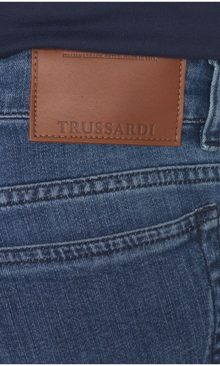 TRUSSARDI Ανδρικό Παντελόνι Jeans Βαμβάκι/Ελαστάνη Μπλέ Slim Fit MJ370D73/0DI-BLUE SW FADI 1824482