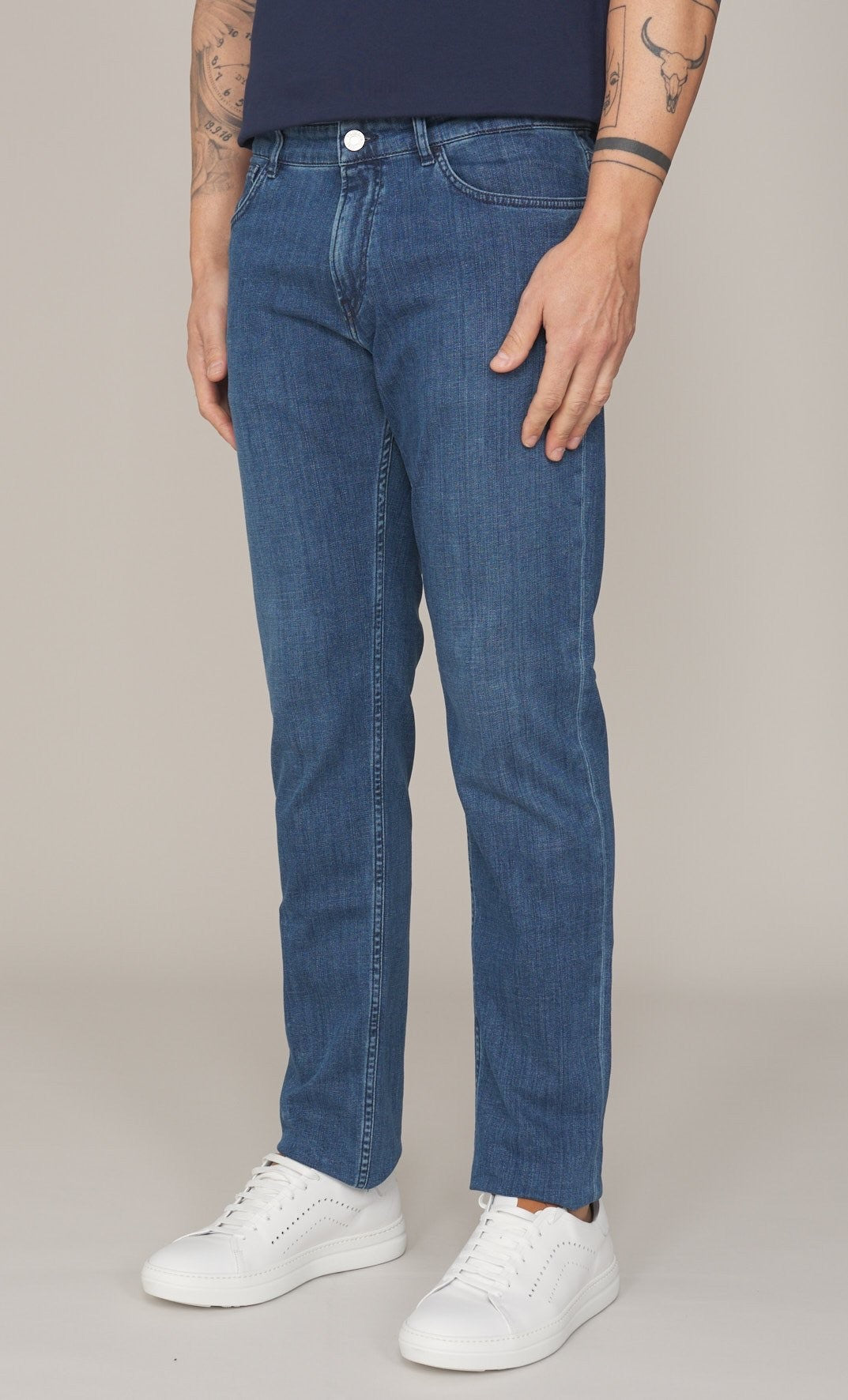 TRUSSARDI Ανδρικό Παντελόνι Jeans Βαμβάκι/Ελαστάνη Μπλέ Slim Fit MJ370D73/0DI-BLUE SW FADI 1824482