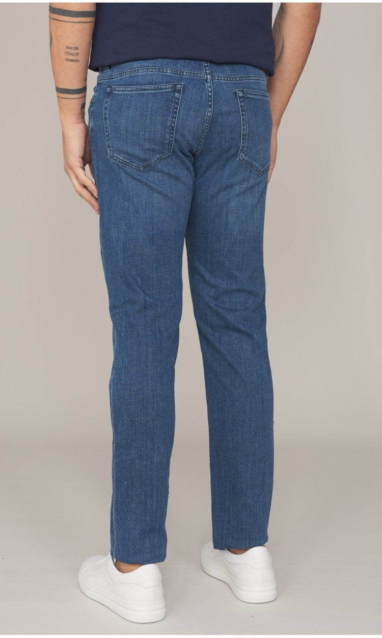 TRUSSARDI Ανδρικό Παντελόνι Jeans Βαμβάκι/Ελαστάνη Μπλέ Slim Fit MJ370D73/0DI-BLUE SW FADI 1824482