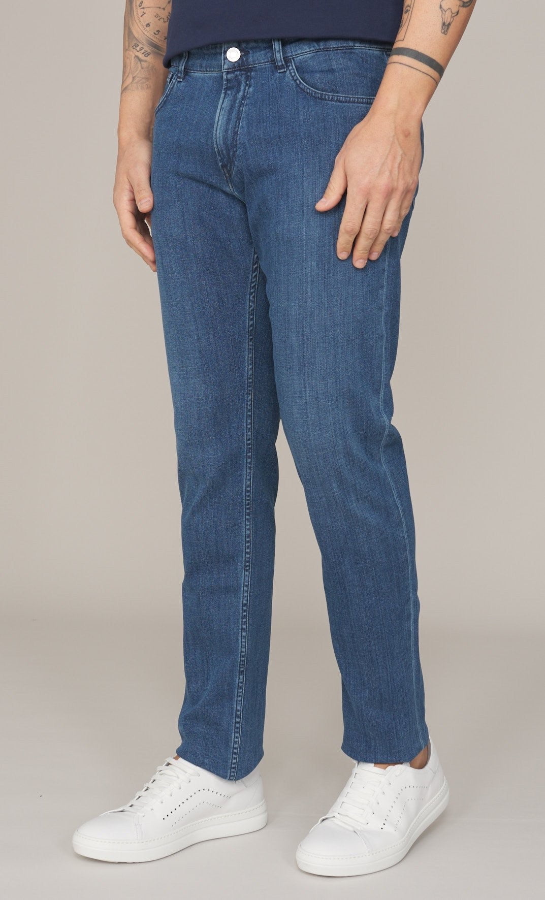 TRUSSARDI Ανδρικό Παντελόνι Jeans Βαμβάκι/Ελαστάνη Μπλέ Slim Fit MJ370D73/0DI-BLUE SW FADI 1824482