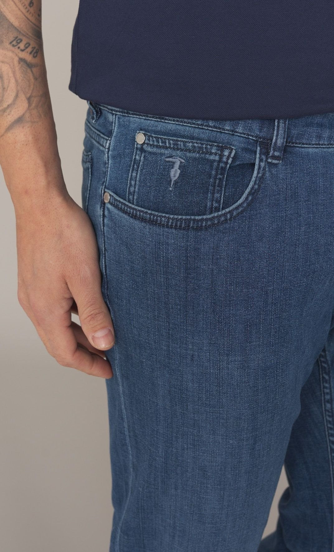 TRUSSARDI Ανδρικό Παντελόνι Jeans Βαμβάκι/Ελαστάνη Μπλέ Slim Fit MJ370D73/0DI-BLUE SW FADI 1824482