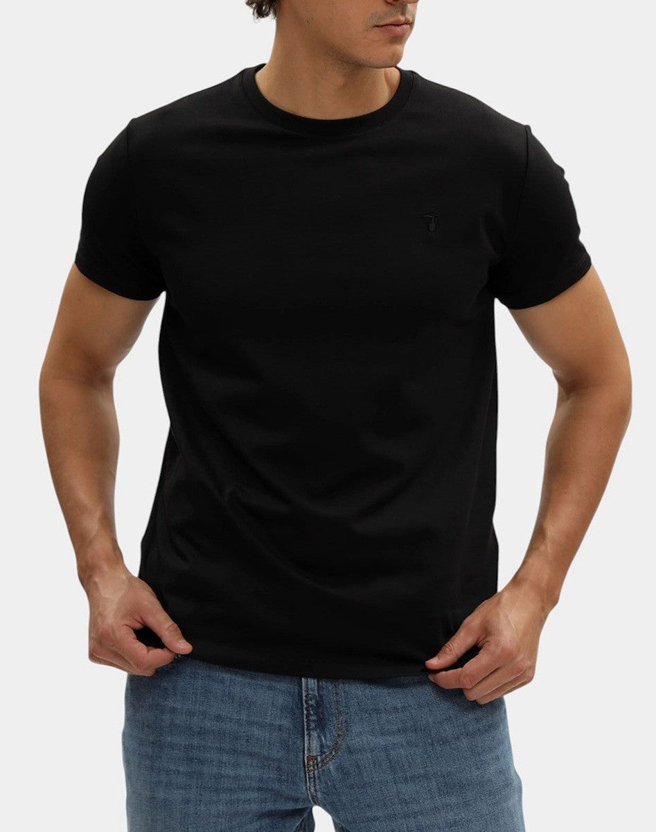 TRUSSARDI Ανδρικό T-Shirt Βαμβάκι/Ελαστάνη Μαύρο Slim Fit MTS01J01/033-BLACK/K299 BLACK MILANO 1824481