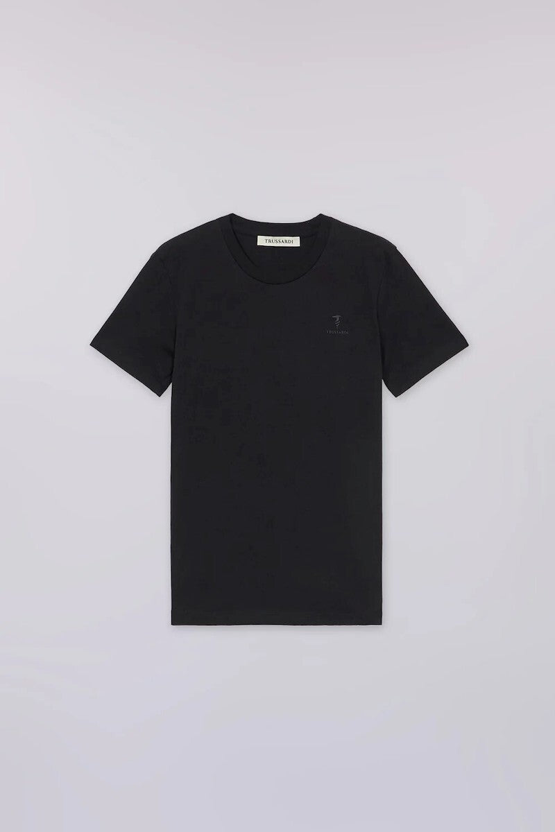 TRUSSARDI Ανδρικό T-Shirt Βαμβάκι/Ελαστάνη Μαύρο Slim Fit MTS01J01/033-BLACK/K299 BLACK MILANO 1824481