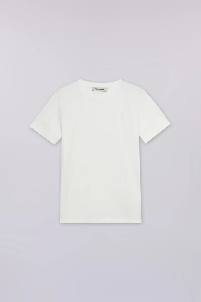TRUSSARDI Ανδρικό T-Shirt Βαμβάκι/Ελαστάνη Λευκό Slim Fit MTS01J01/001-WHITE/W001 WHITE SIRACUSA 1824481