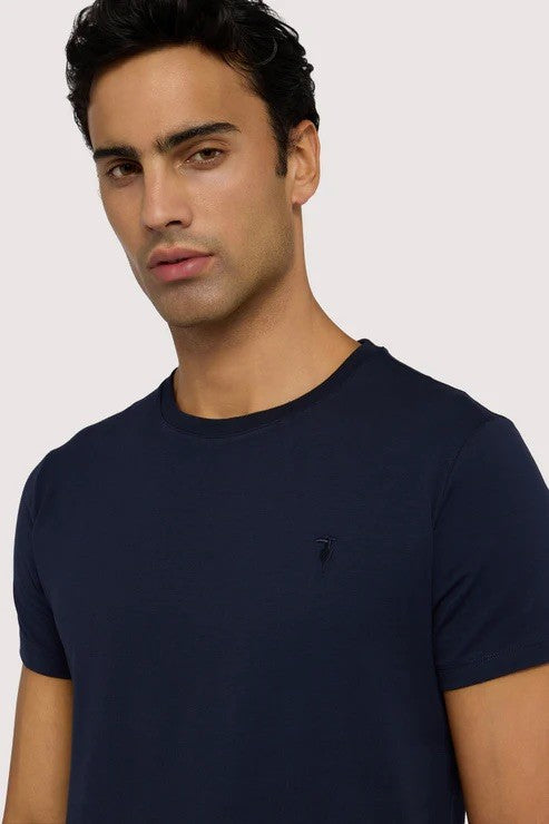 TRUSSARDI Ανδρικό T-Shirt Βαμβάκι/Ελαστάνη Μπλέ Slim Fit MTS01J01/034-NAVY BLUE / U280 BLUE GENOA 1824481