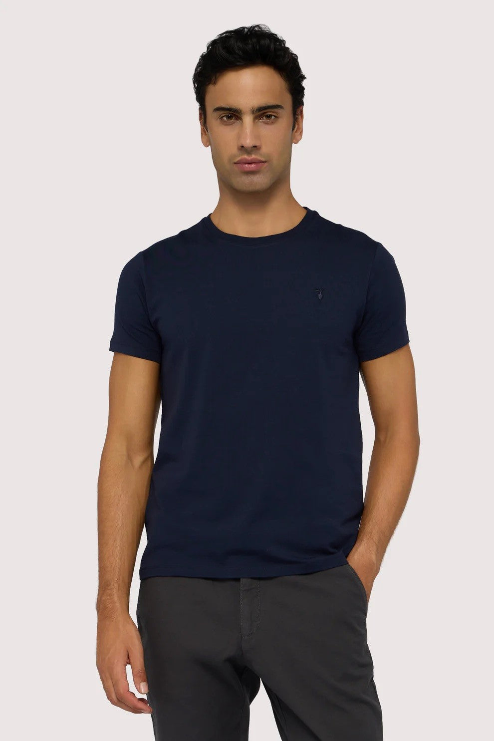 TRUSSARDI Ανδρικό T-Shirt Βαμβάκι/Ελαστάνη Μπλέ Slim Fit MTS01J01/034-NAVY BLUE / U280 BLUE GENOA 1824481