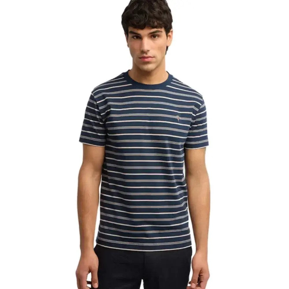 TRUSSARDI Ανδρικό T-Shirt Βαμβάκι/Ελαστάνη Πολύχρωμο Regular Fit MTS08J00/0JA-NAVY+LT. GRE 1824494