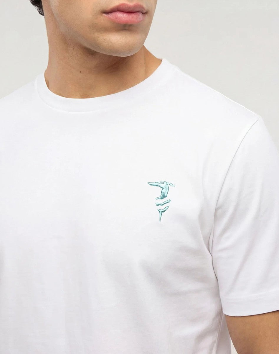 TRUSSARDI Ανδρικό T-Shirt Βαμβάκι/Ελαστάνη Λευκό Regular Fit MTS14J02/001-OPTICAL WHIT 1824490