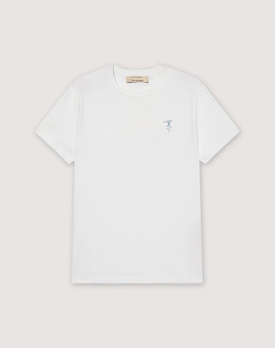 TRUSSARDI Ανδρικό T-Shirt Βαμβάκι/Ελαστάνη Λευκό Regular Fit MTS14J02/001-OPTICAL WHIT 1824490
