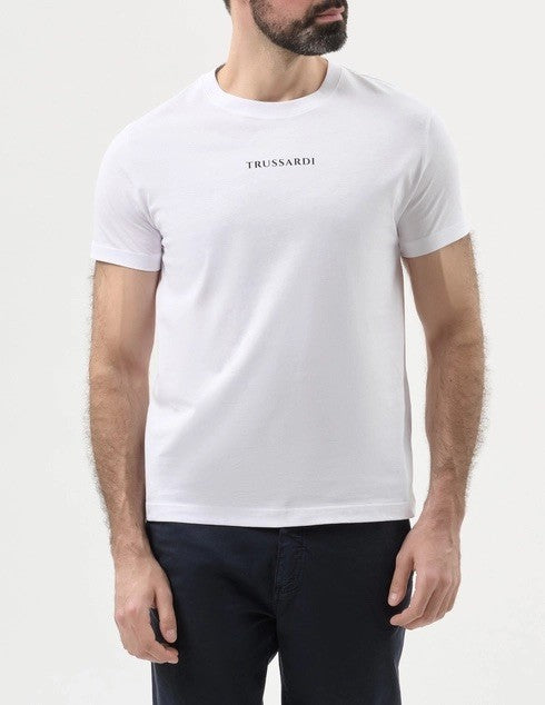 TRUSSARDI Ανδρικό T-Shirt Βαμβάκι/Ελαστάνη Λευκό Regular Fit MTS17J16/001-OPTICAL WHIT 1824485