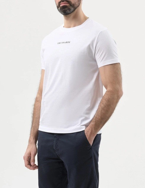 TRUSSARDI Ανδρικό T-Shirt Βαμβάκι/Ελαστάνη Λευκό Regular Fit MTS17J16/001-OPTICAL WHIT 1824485