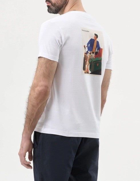 TRUSSARDI Ανδρικό T-Shirt Βαμβάκι/Ελαστάνη Λευκό Regular Fit MTS17J16/001-OPTICAL WHIT 1824485
