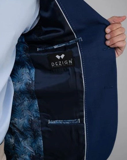 DEZIGN Ανδρικό Σακάκι Πικέ Πολυεστέρας/Βισκόζη/Ελαστάνη Μπλέ Regular Fit J-26133/50/BLUE 1825183