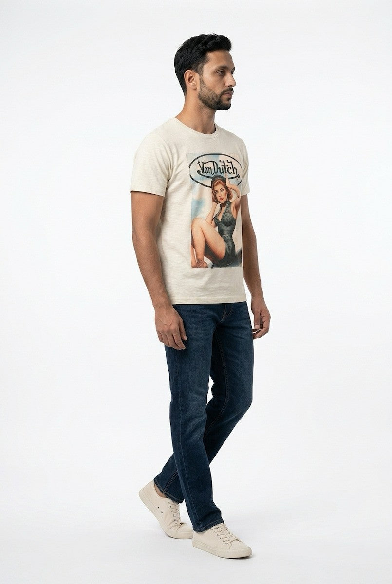 VON DUTCH Ανδρικό T-Shirt Βαμβάκι Μπέζ VD/1/TR/GIRLS1 126/BEIGE 1823523