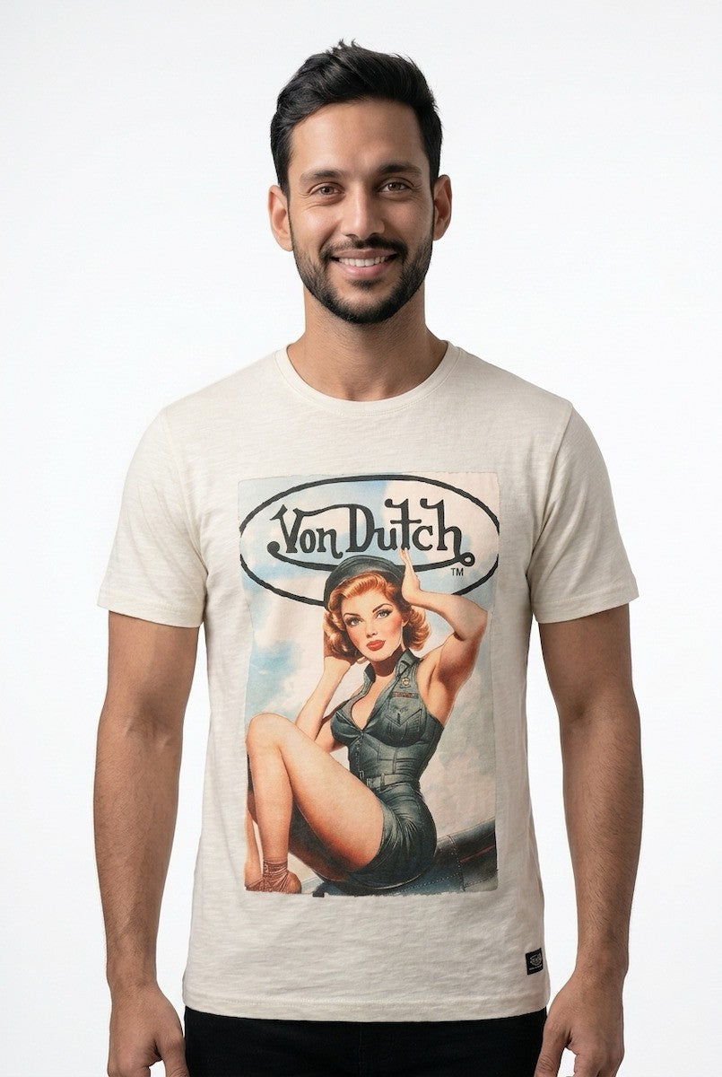 VON DUTCH Ανδρικό T-Shirt Βαμβάκι Μπέζ VD/1/TR/GIRLS1 126/BEIGE 1823523