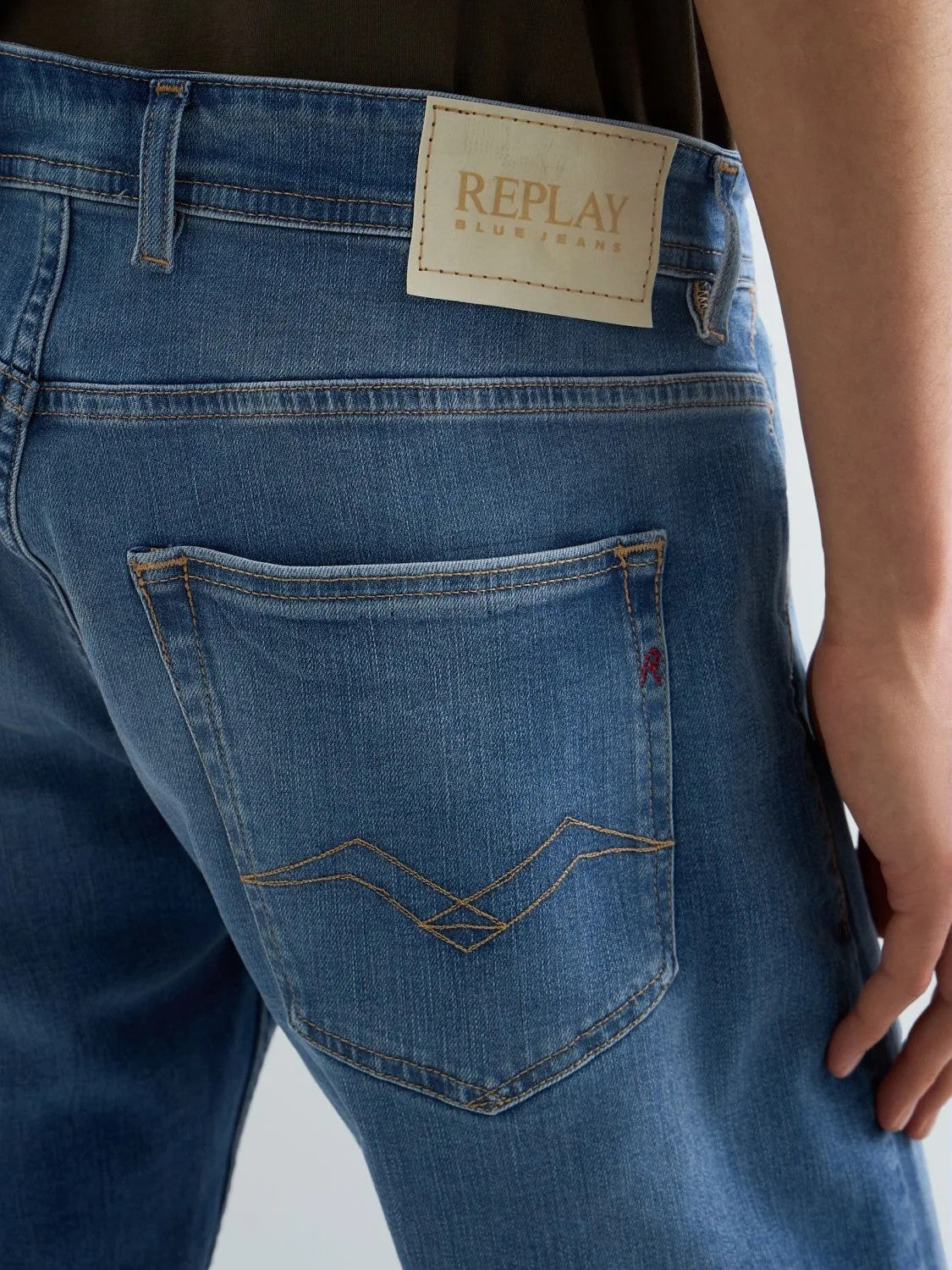 REPLAY Ανδρικό Παντελόνι Jeans Grover Βαμβάκι/Ελαστάνη Μπλε Regular Fit MA972.000.573844-007 MEDIUM BLUE 1824995