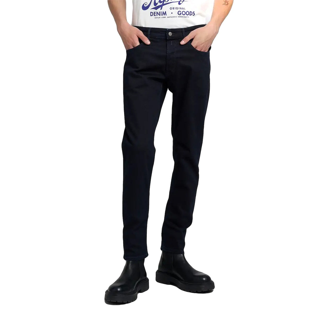 REPLAY Ανδρικό Παντελόνι Jeans WILLBI Βαμβάκι/Ελαστάνη Μπλέ Regular Fit M1008.000.573BB90-007 DARK BLUE 1820352