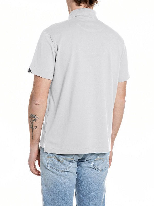 REPLAY Ανδρικό T-Shirt Polo Βαμβάκι/Ελαστάνη Λευκό Regular Fit M3431.000.21868.576-011 NATURAL WHITE 1823376