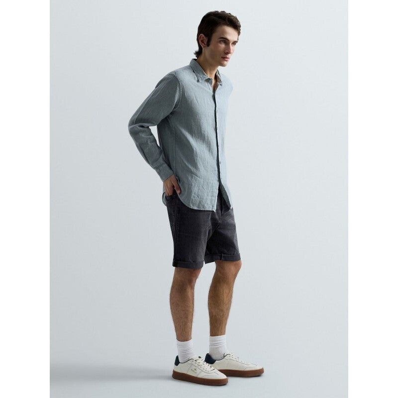 REPLAY Ανδρικό Πουκάμισο Floral Λινό Γαλάζιο Regular Fit M4159.000.81388B-211 PEWTER BLUE 1825623