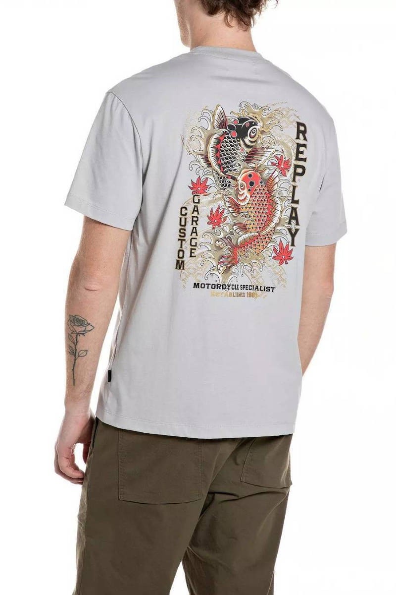 REPLAY Ανδρικό T-Shirt Βαμβάκι Γκρί Regular Fit M3371.000.23732P-011 PEARL GREY 1823384