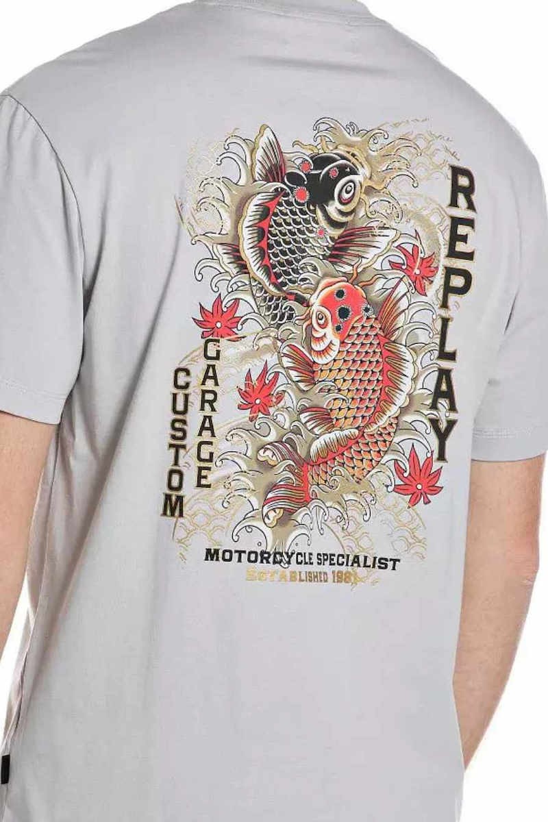 REPLAY Ανδρικό T-Shirt Βαμβάκι Γκρί Regular Fit M3371.000.23732P-011 PEARL GREY 1823384