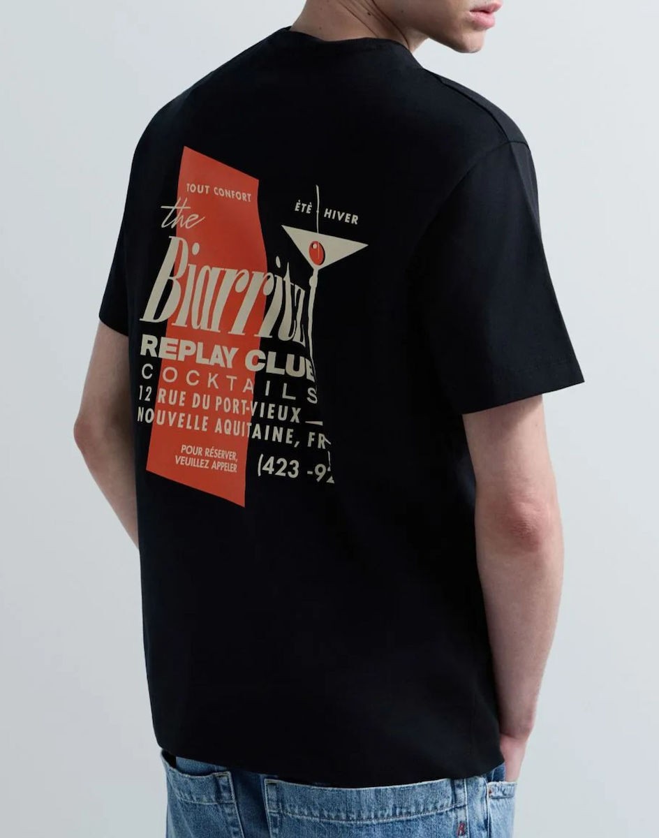 REPLAY Ανδρικό T-Shirt Βαμβάκι Μαύρο Regular Fit M3374.000.23608P-098 BLACK 1824470