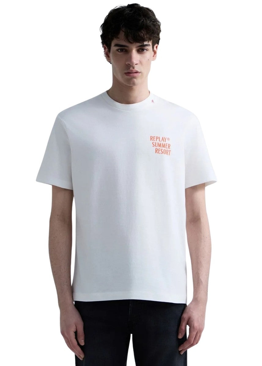 REPLAY Ανδρικό T-Shirt Βαμβάκι Λευκό Regular Fit M3378.000.23608P-011 NATURAL WHITE 1824471