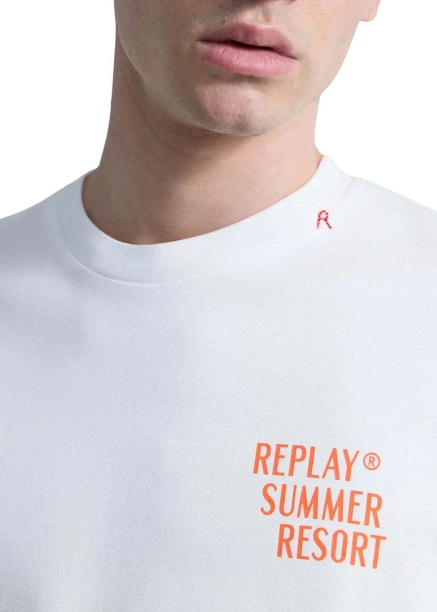 REPLAY Ανδρικό T-Shirt Βαμβάκι Λευκό Regular Fit M3378.000.23608P-011 NATURAL WHITE 1824471
