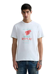 REPLAY Ανδρικό T-Shirt Βαμβάκι Λευκό Regular Fit M3385.000.23608P-011 NATURAL WHITE 1824473