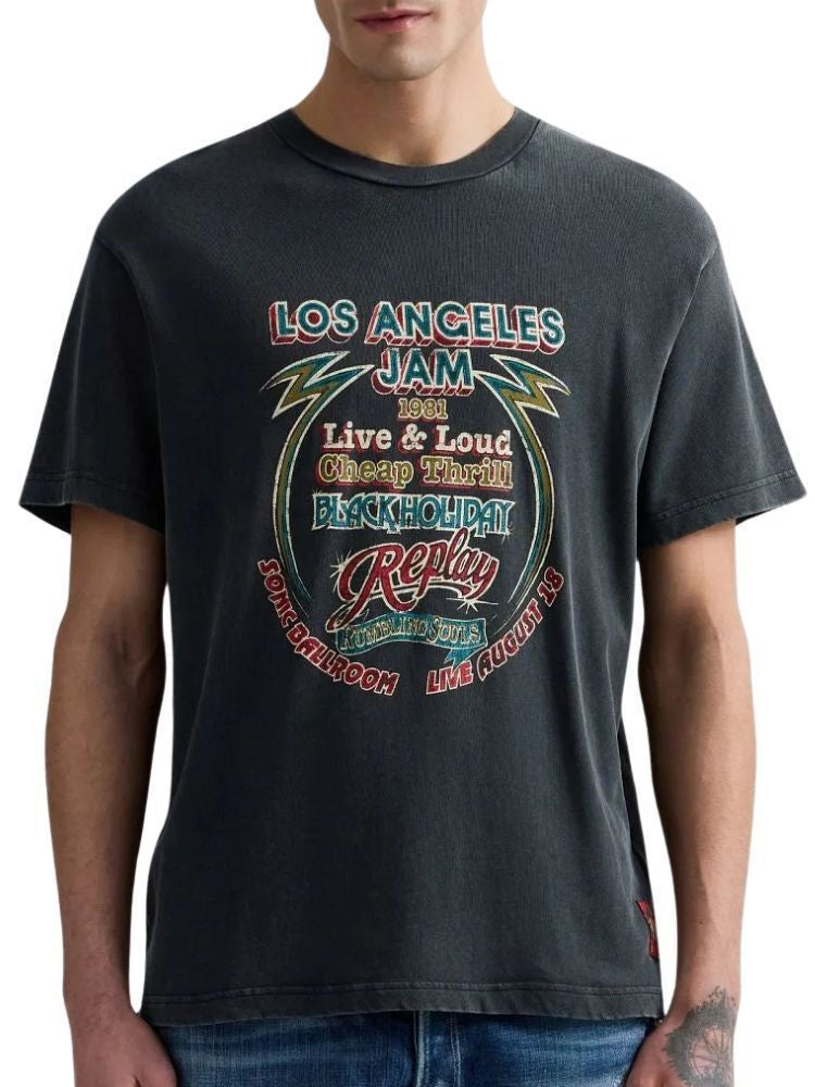 REPLAY Ανδρικό T-Shirt Βαμβάκι Μαύρο Regular Fit M3517.000.23792M-099 BLACKBOARD 1824475