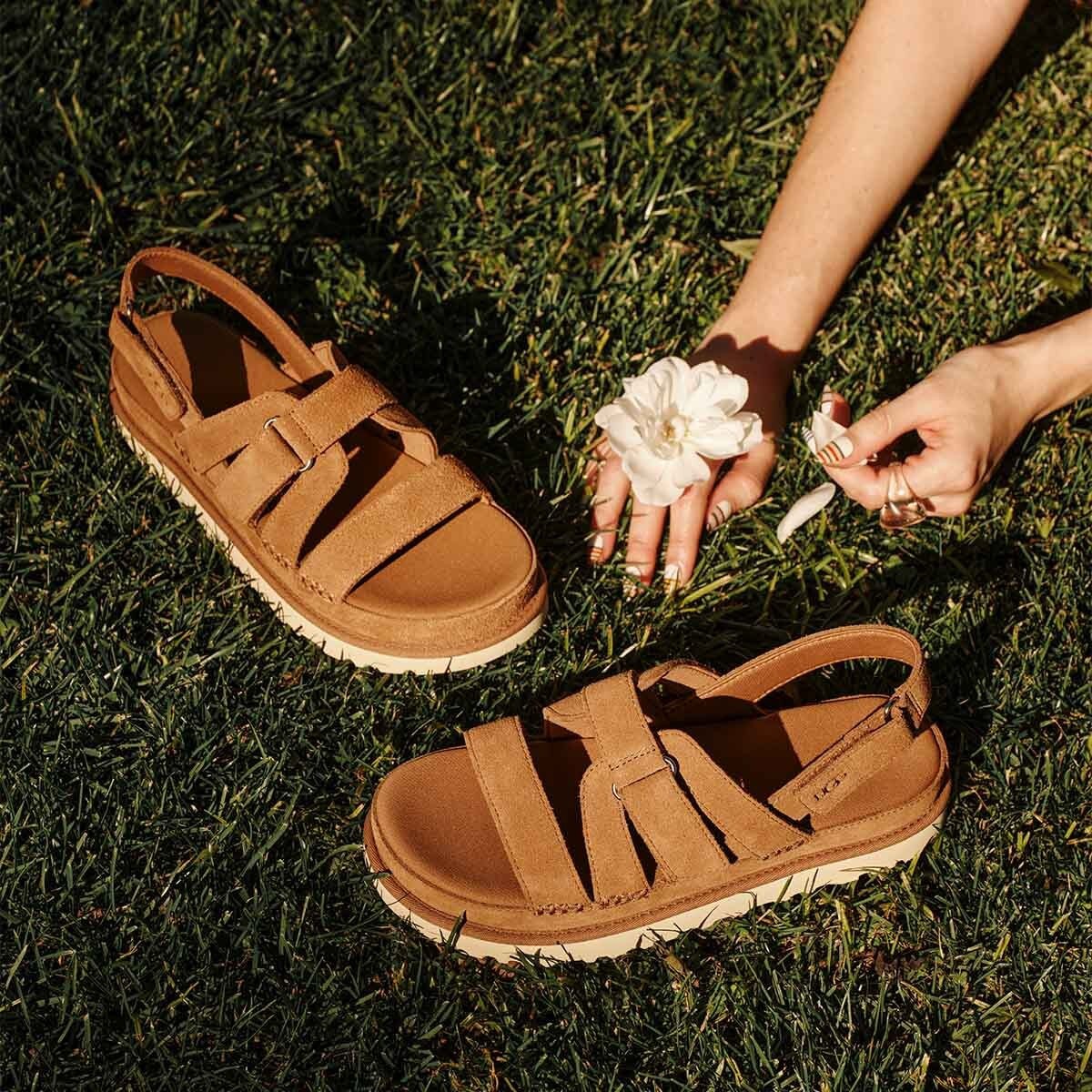 UGG Australia Γυναικεία Σανδάλια Goldenstar Gleam Δέρμα Καφέ 1175122/00KD 1822592