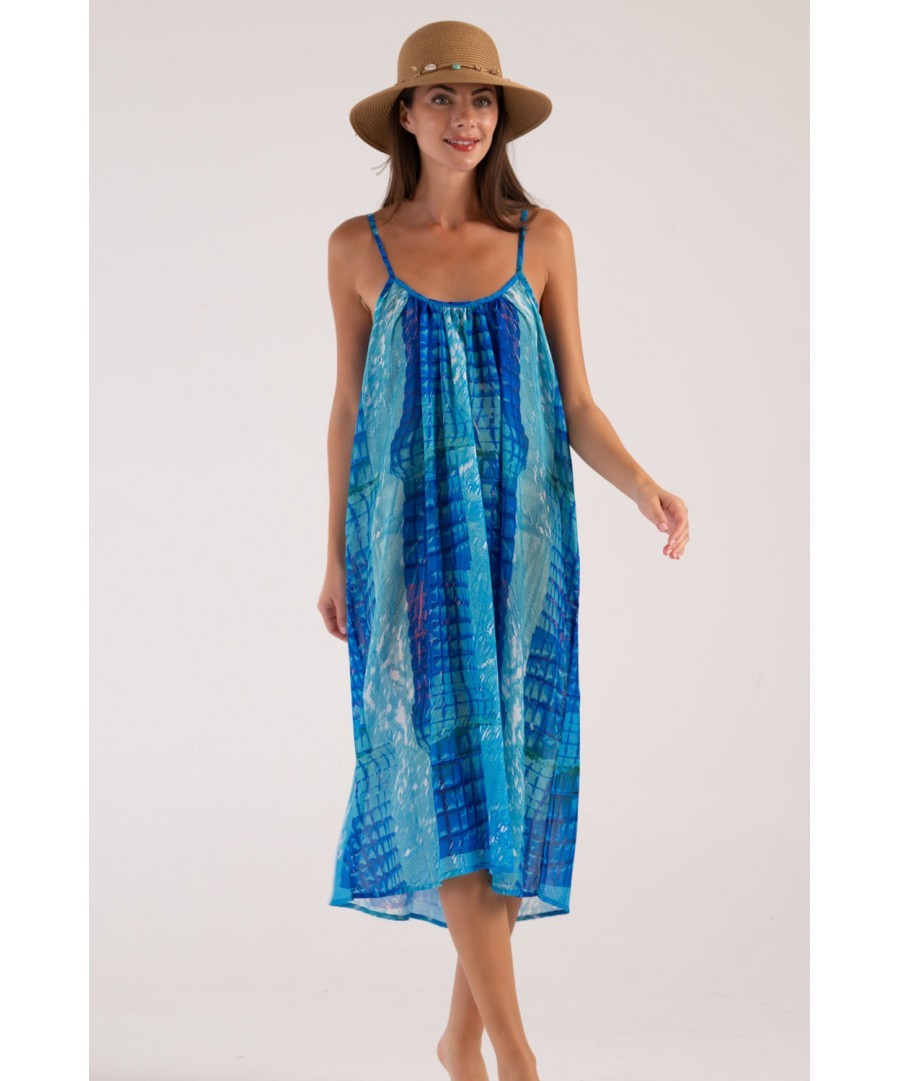 AMELIE Γυναικείο Φόρεμα Maxi Βισκόζη Μπλέ 10.3984-BLUE 1826103