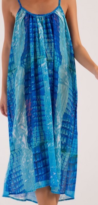 AMELIE Γυναικείο Φόρεμα Maxi Βισκόζη Μπλέ 10.3984-BLUE 1826103