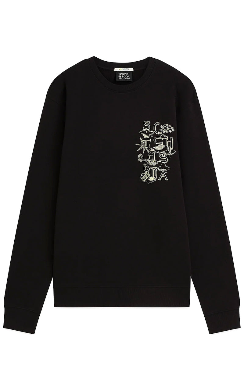 SCOTCH & SODA Ανδρικό Φούτερ Βαμβάκι Μαύρο Regular Fit 183754-001 1827416