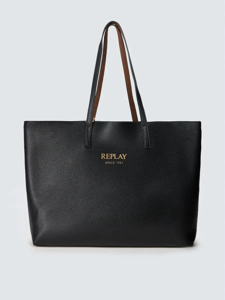 REPLAY Γυναικεία Shopper Τσάντα Οικολογικό Δέρμα Μαύρη FW01CA.000.A7243Y BLACK 1828769