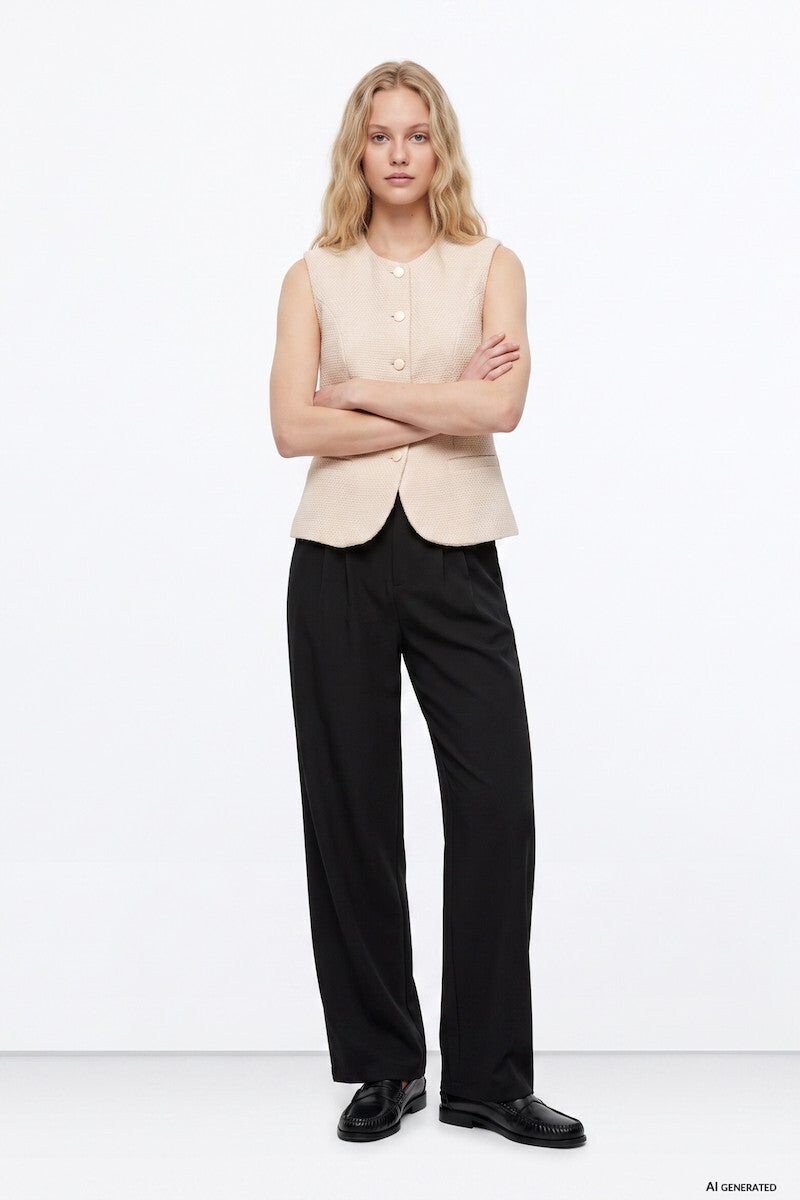 TIFFOSI Γυναικείο Παντελόνι Υφασμάτινο Μαύρο Loose Fit 10066853-000 Preto 1828701