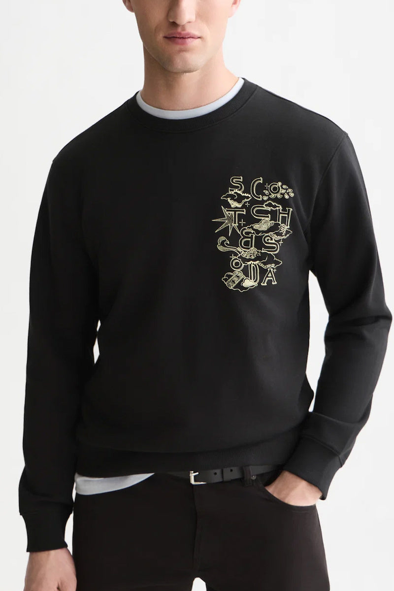 SCOTCH & SODA Ανδρικό Φούτερ Βαμβάκι Μαύρο Regular Fit 183754-001 1827416