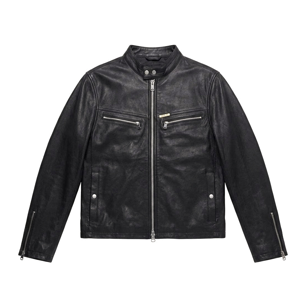 REPLAY Ανδρικό Δερμάτινο Μπουφάν Biker Δέρμα Μαύρο Relaxed Fit  M8497A.000.85194 010 BLACK 1829249