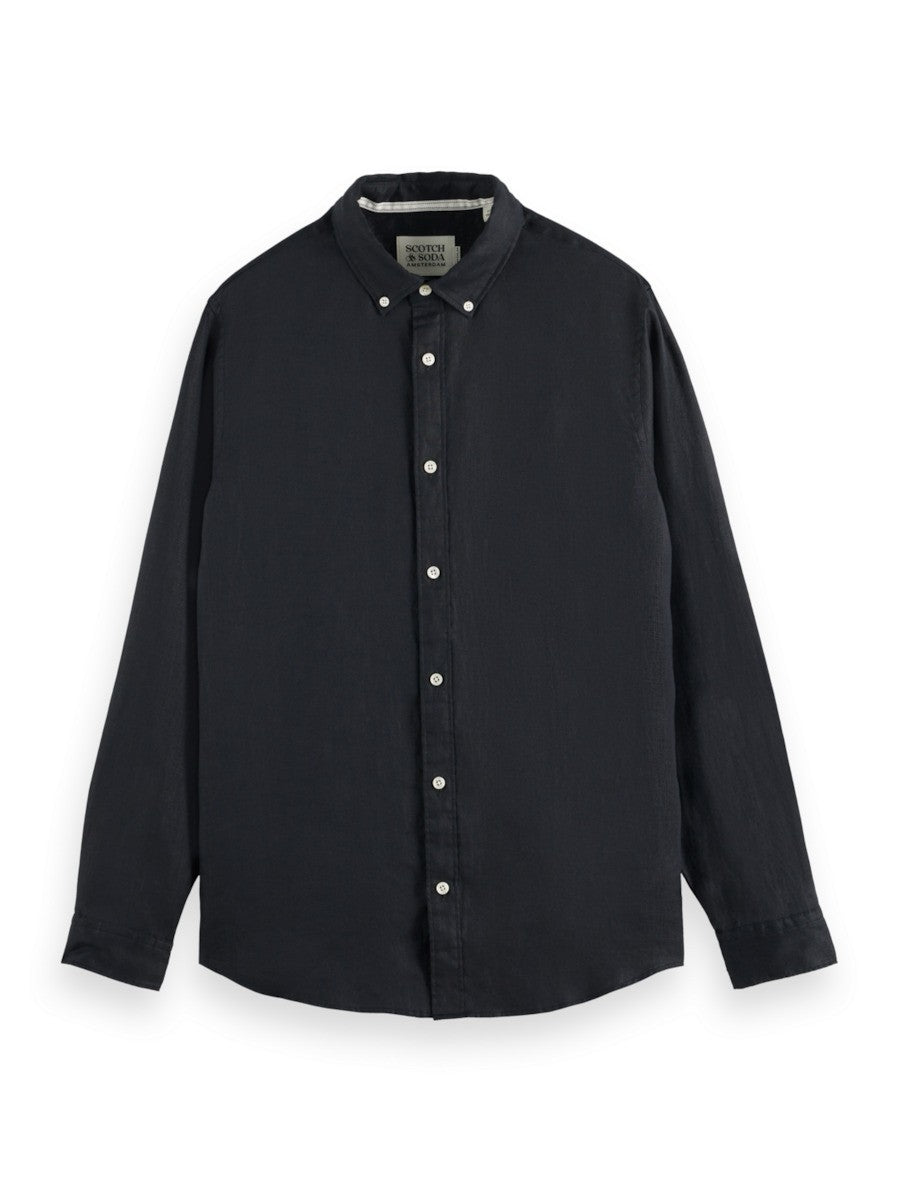 SCOTCH & SODA Ανδρικό Πουκάμισο Λινό Μαύρο Regular Fit 179188/SC001.0008 1814459