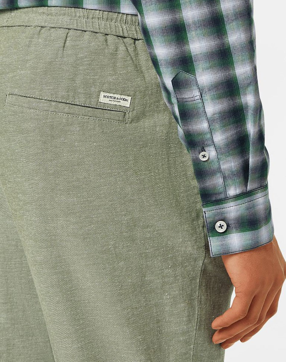 SCOTCH & SODA Ανδρικό Παντελόνι Jogger Βαμβάκι/Λινό Χακί Straight fit 179979-SC300-0115.01 1814463