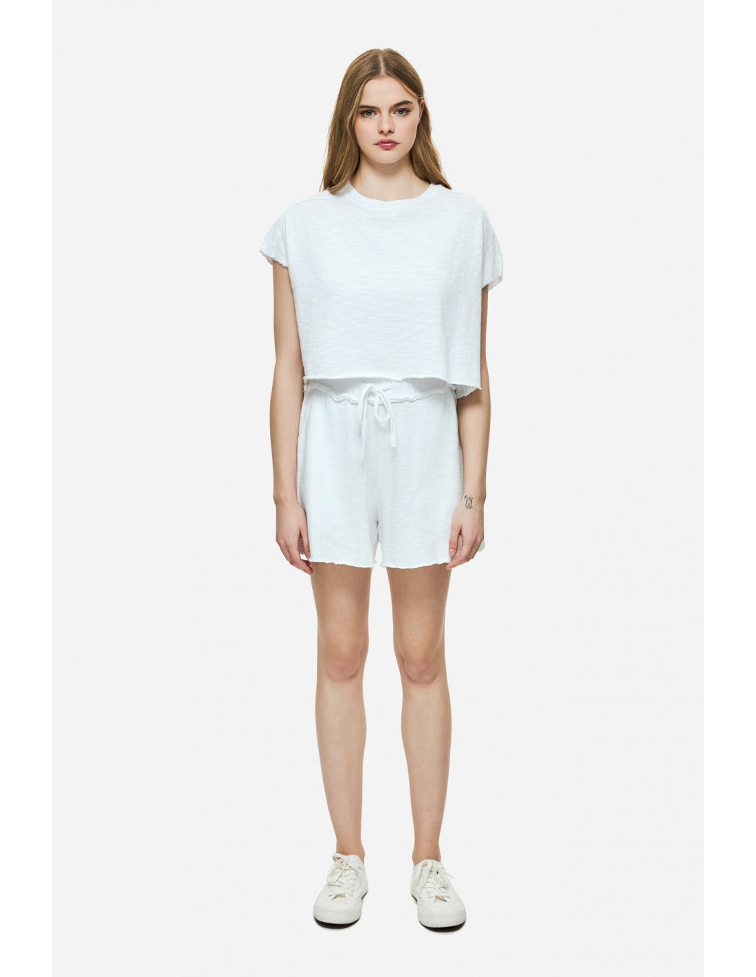 DIRTY LAUDRY Γυναικείο T-Shirt Raw Cut Βαμβάκι Λευκό Relaxed Fit