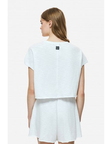 DIRTY LAUDRY Γυναικείο T-Shirt Raw Cut Βαμβάκι Λευκό Relaxed Fit